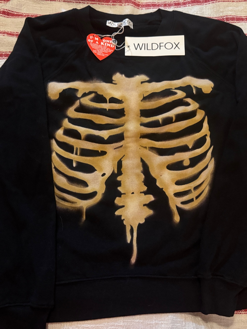 Wildfox Black Sweatshirt with Gold Ribcage Graphic
